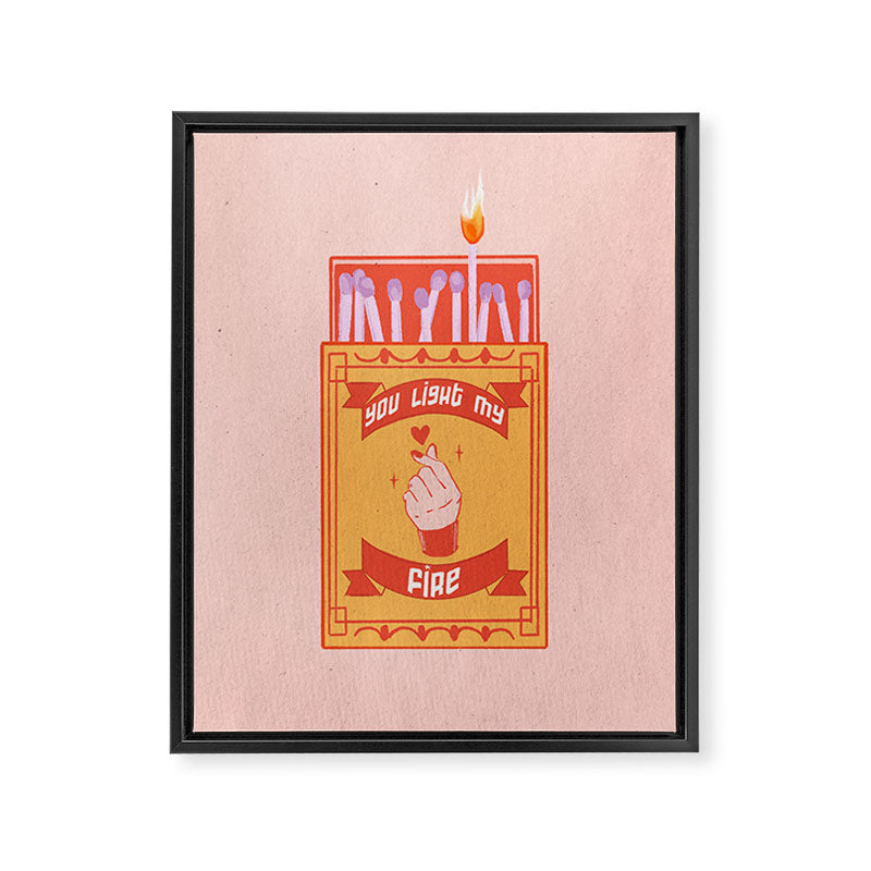 Light my fire - Valentineâs Day print Framed Canvas Print Gallery Image 6