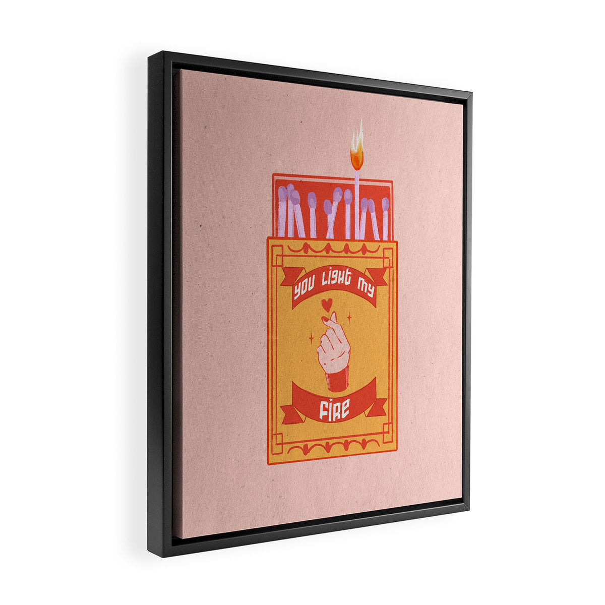 Light my fire - Valentineâs Day print Framed Canvas Print Gallery Image 2