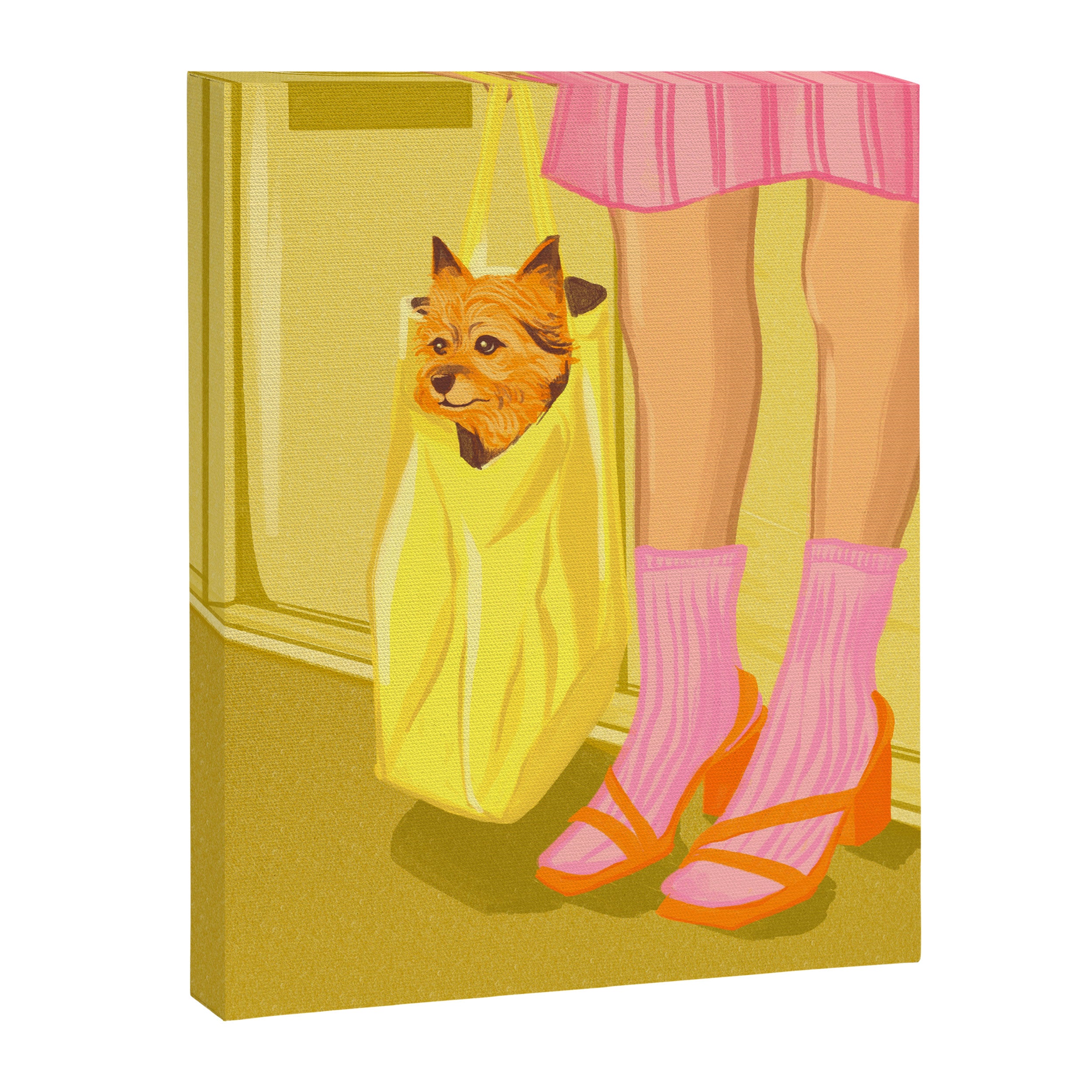 Pop Art Print of Girl with Dog in a Tote on the Subway Canvas Print Gallery Image 6