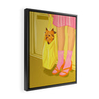 Pop Art Print of Girl with Dog in a Tote on the Subway Framed Canvas Print Gallery Image 2