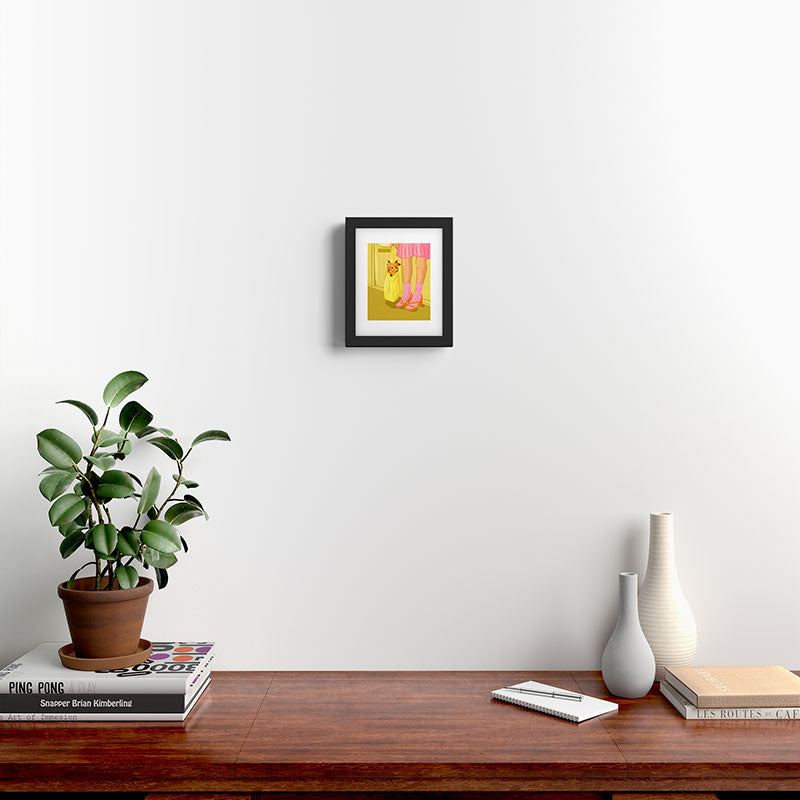 Pop Art Print of Girl with Dog in a Tote on the Subway Framed Art Print Gallery Image 2
