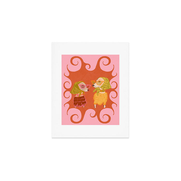 Retro Fashion Dogs with Sunglasses - Pink Art Print Gallery Image 1