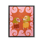Retro Fashion Dogs with Sunglasses - Pink Framed Canvas Print Gallery Image 6