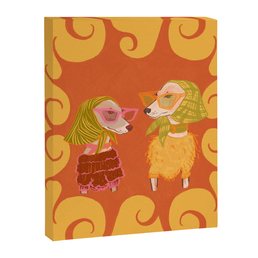 Retro Fashion Dogs with Sunglasses - Yellow Canvas Print Gallery Image 6