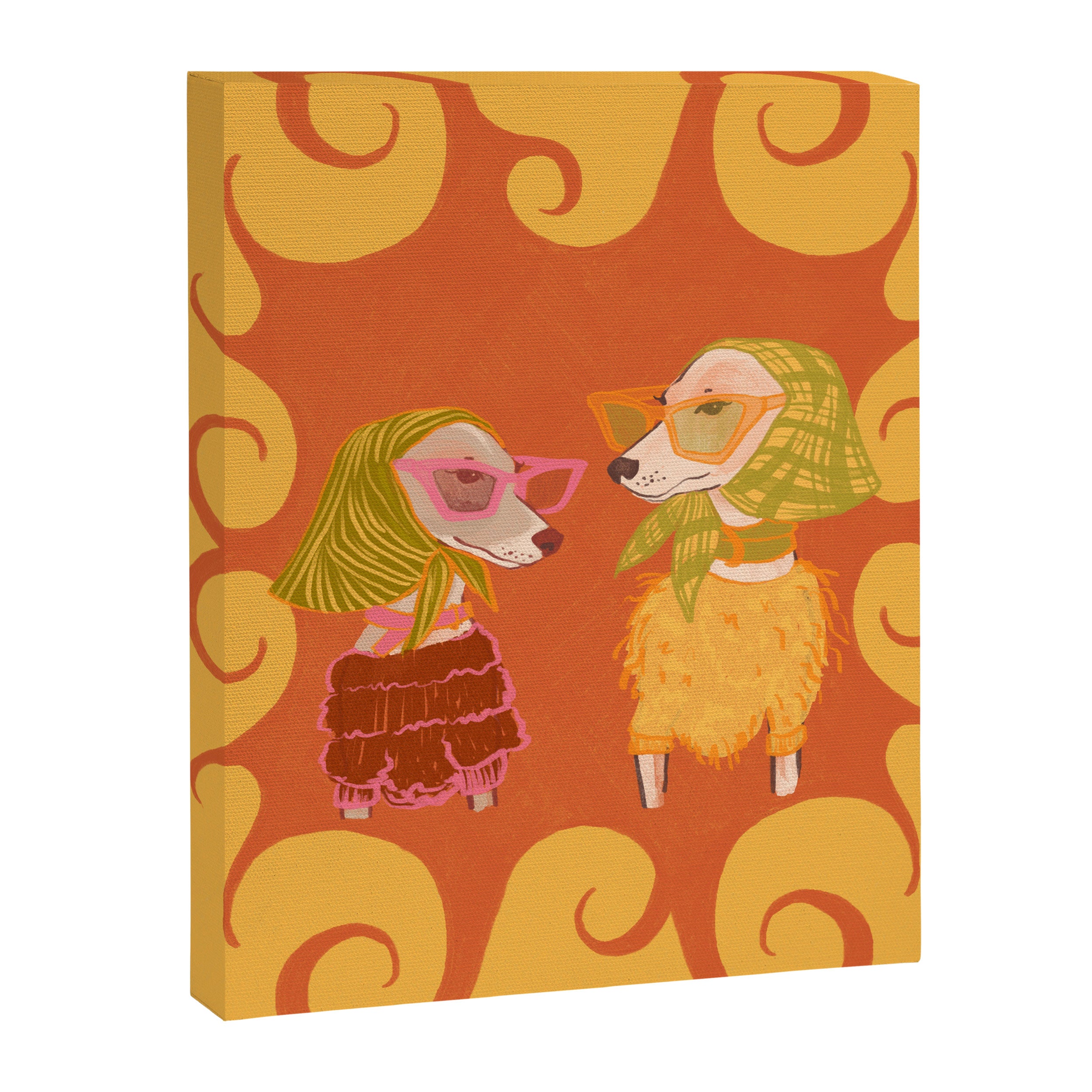 Retro Fashion Dogs with Sunglasses - Yellow Canvas Print Gallery Image 6
