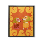 Retro Fashion Dogs with Sunglasses - Yellow Framed Canvas Print Gallery Image 6