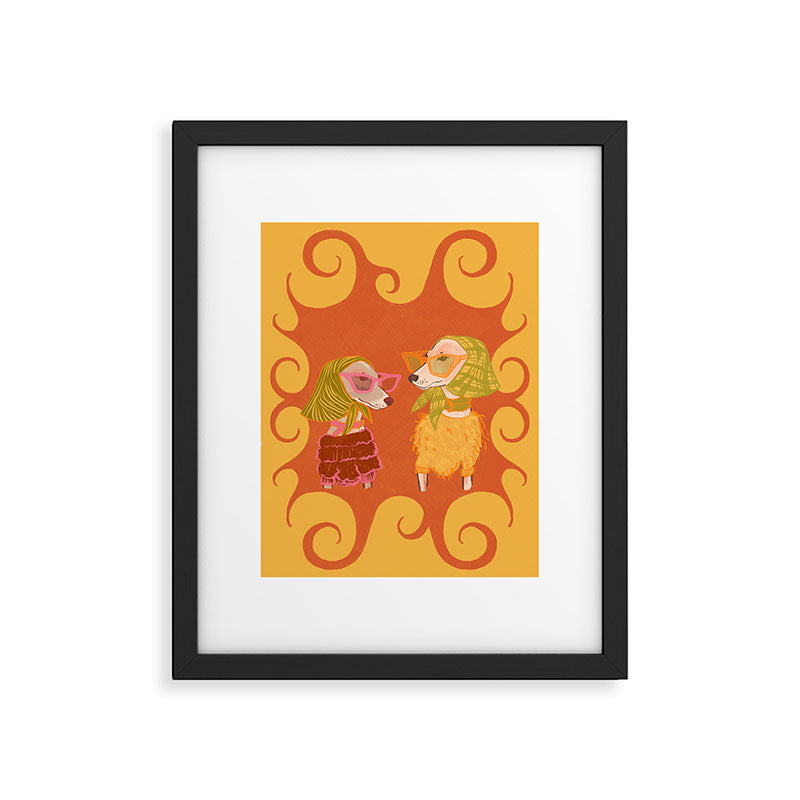 Retro Fashion Dogs with Sunglasses - Yellow Framed Art Print Gallery Image 5