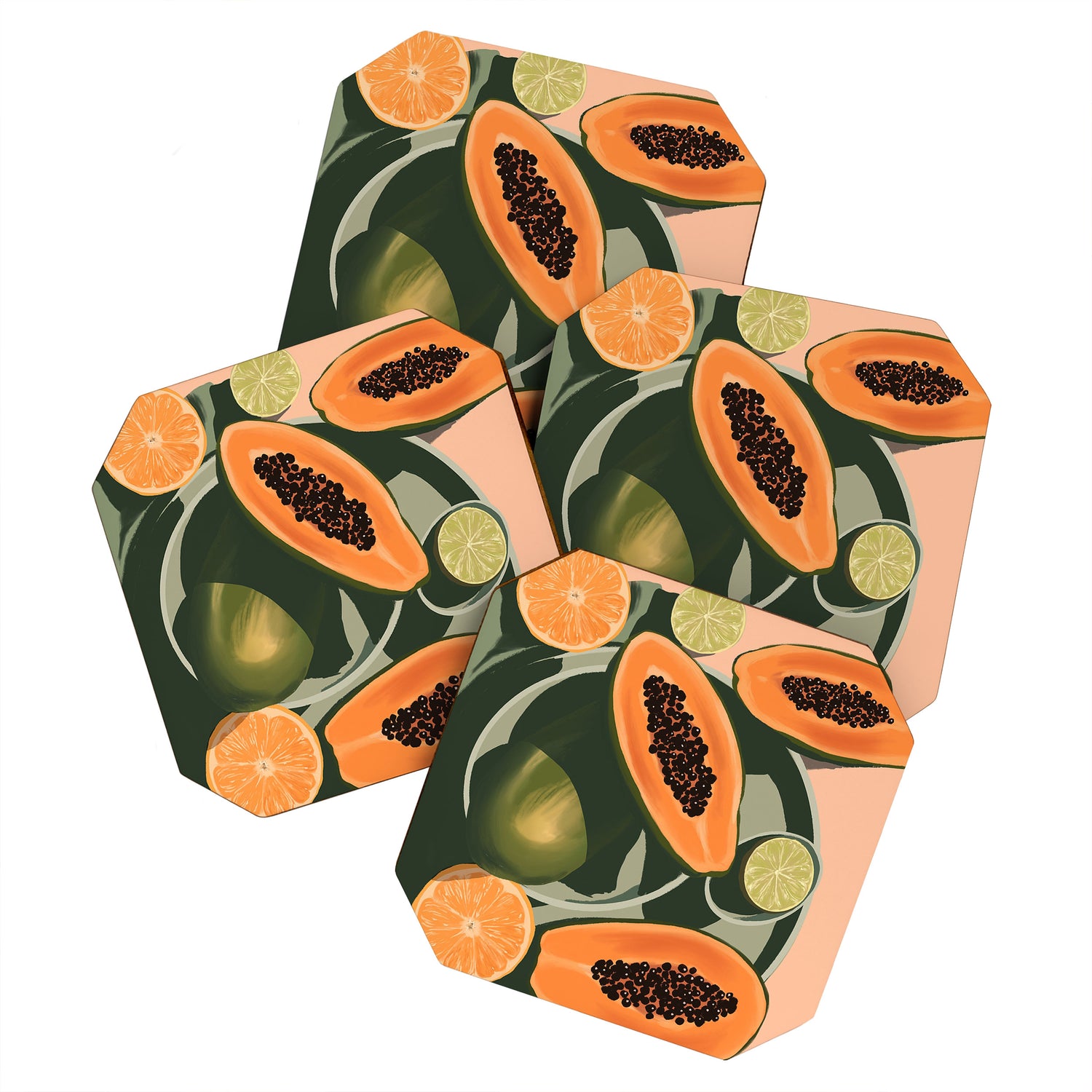 Summer papayas and citrus Coaster Gallery Image 1