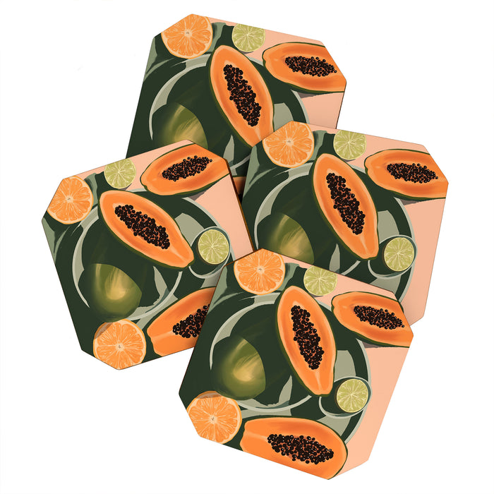 Summer papayas and citrus Coaster Gallery Image 1
