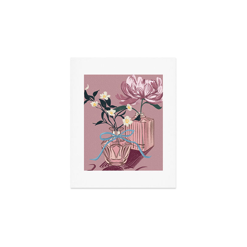 Vintage Perfume Bottles with Flowers Art Print Gallery Image 1