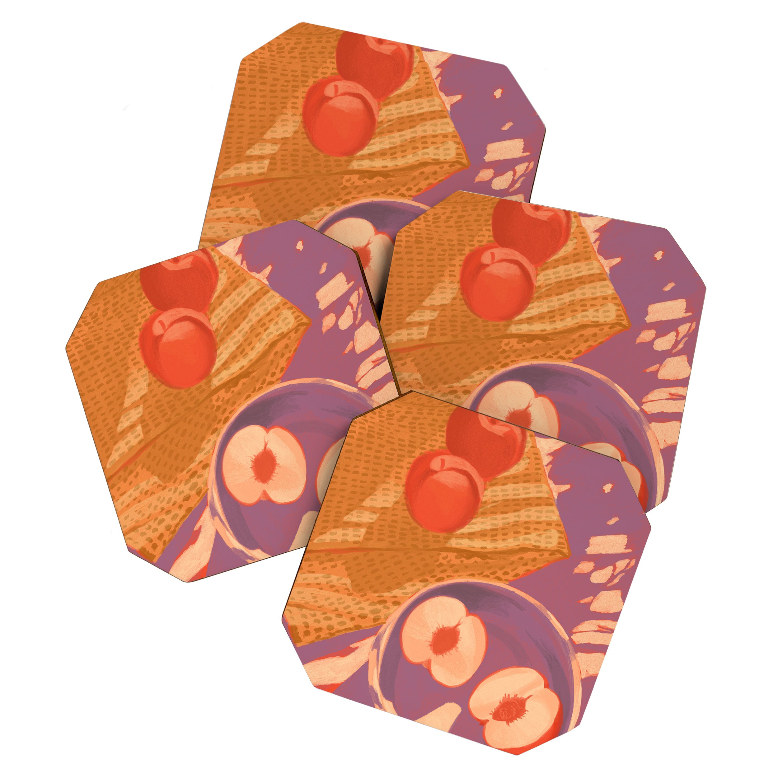 White Peaches Still Life Coaster Gallery Image 1