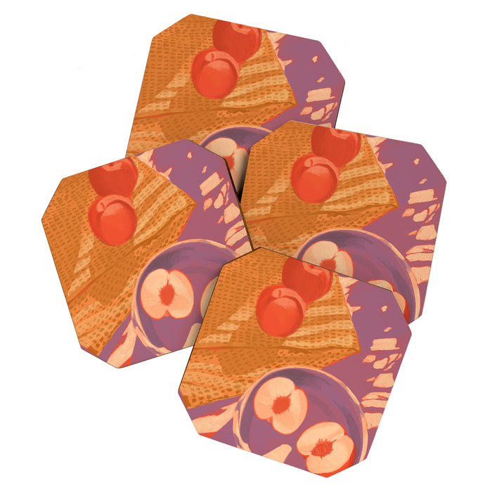 White Peaches Still Life Coaster Gallery Image 1