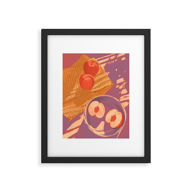 White Peaches Still Life Framed Art Print Gallery Image 1