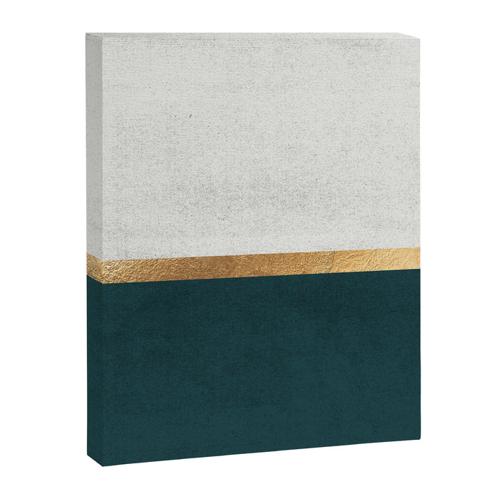 Deep Green, Gold and White Color Block Canvas Print Gallery Image 1