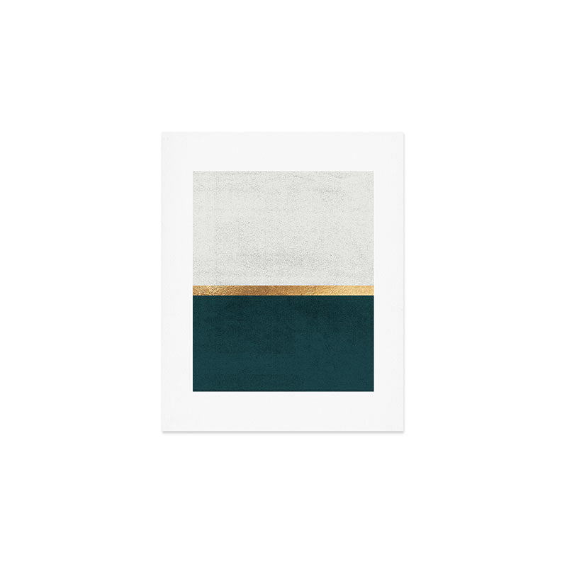 Deep Green, Gold and White Color Block Art Print Gallery Image 1