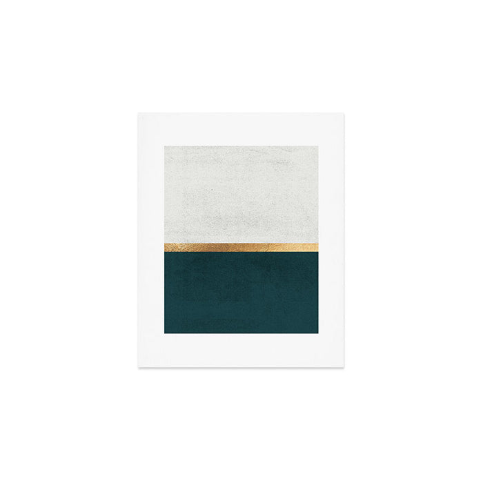 Deep Green, Gold and White Color Block Art Print Gallery Image 1