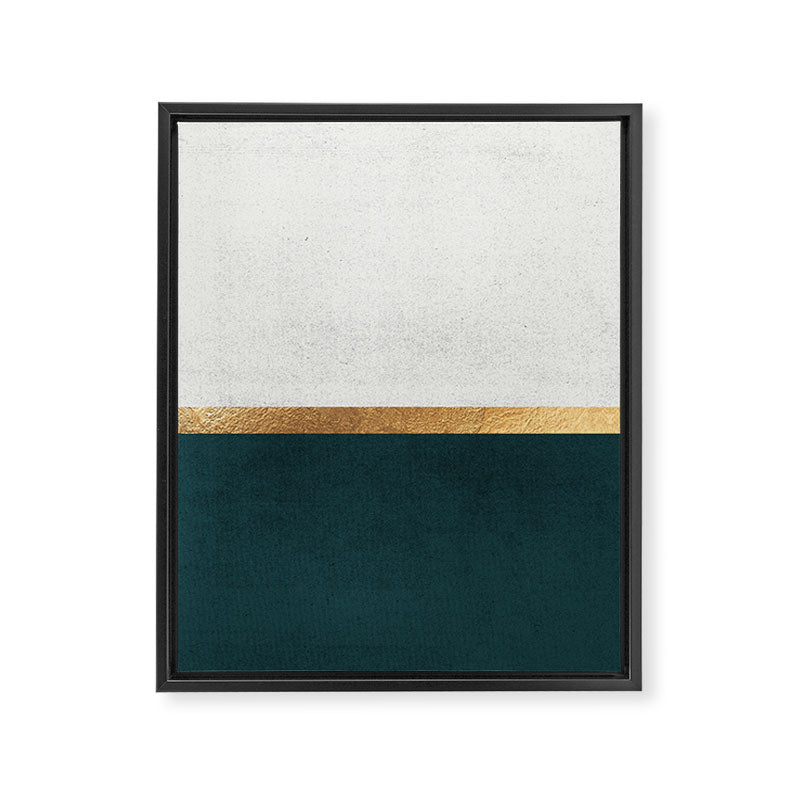 Deep Green, Gold and White Color Block Framed Canvas Print Gallery Image 8