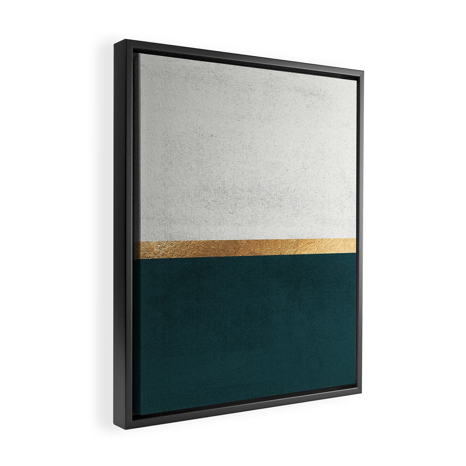 Deep Green, Gold and White Color Block Framed Canvas Print Gallery Image 2