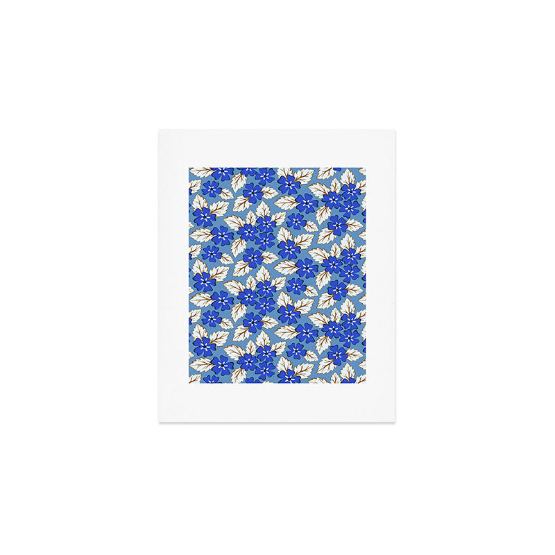 Tossed sakura flowers in blue Art Print Gallery Image 1