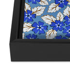 Tossed sakura flowers in blue Framed Canvas Print Gallery Image 3