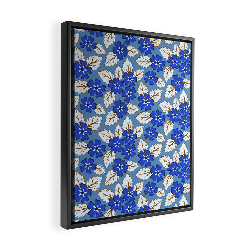 Tossed sakura flowers in blue Framed Canvas Print Gallery Image 2
