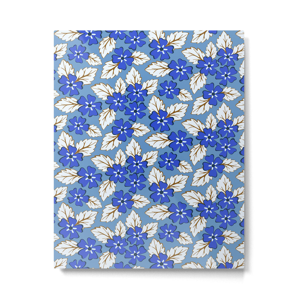 Tossed sakura flowers in blue Metal Print Gallery Image 1