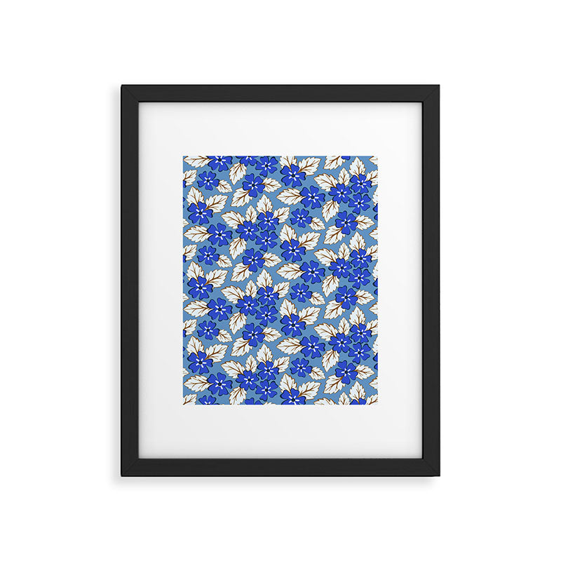 Tossed sakura flowers in blue Framed Art Print Gallery Image 6