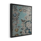 Aqua and Gray Vintage Kilim Square Framed Canvas Print Gallery Image 2