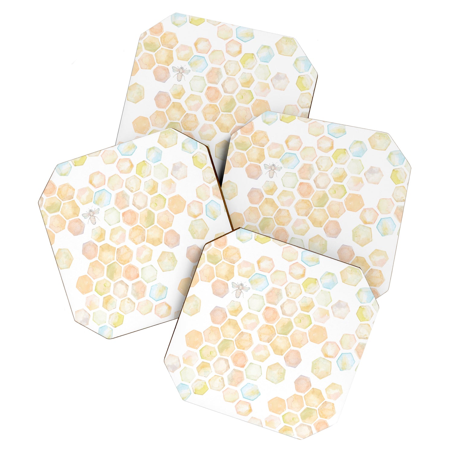 Bee and honeycomb watercolor Coaster Gallery Image 1