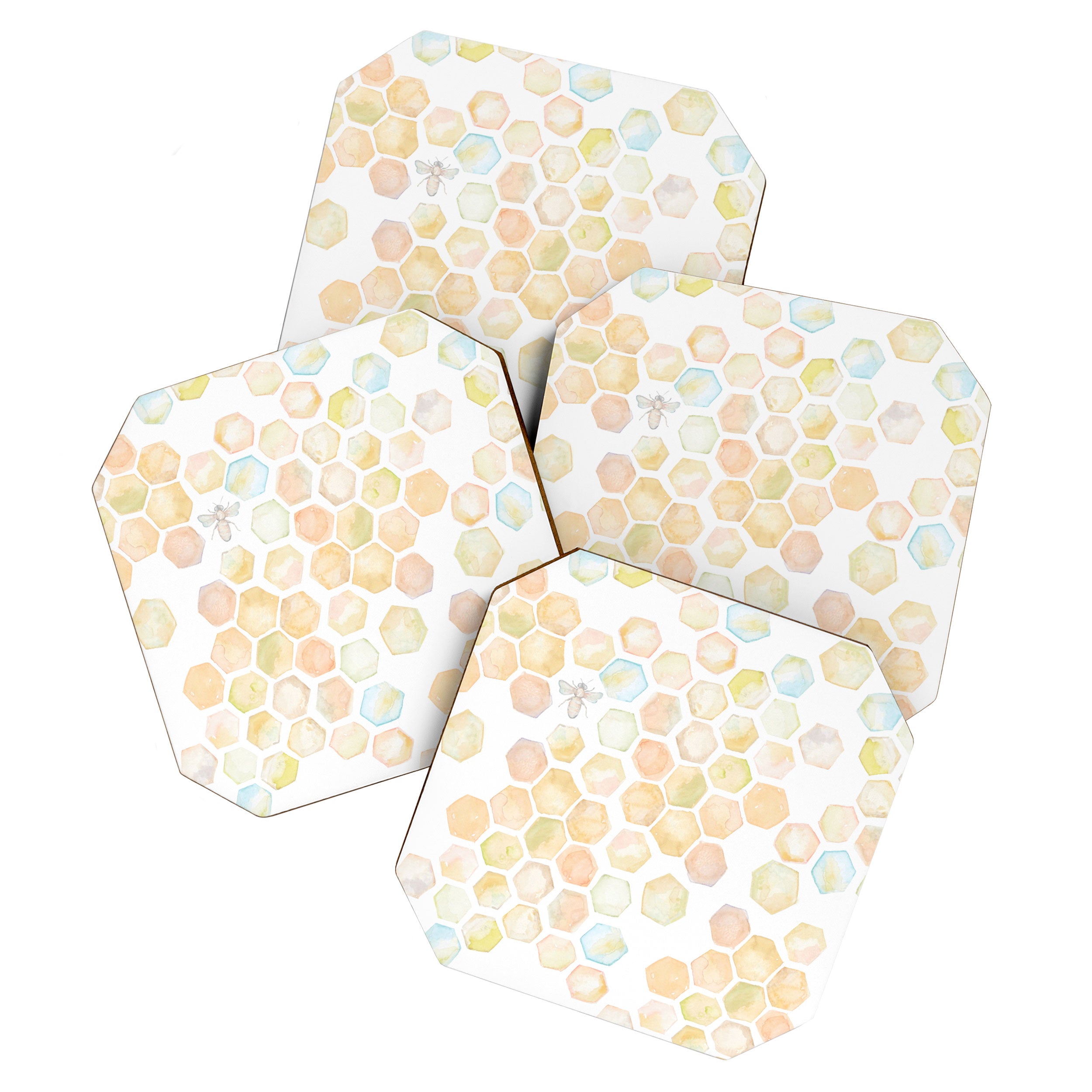 Bee and honeycomb watercolor Coaster Gallery Image 1