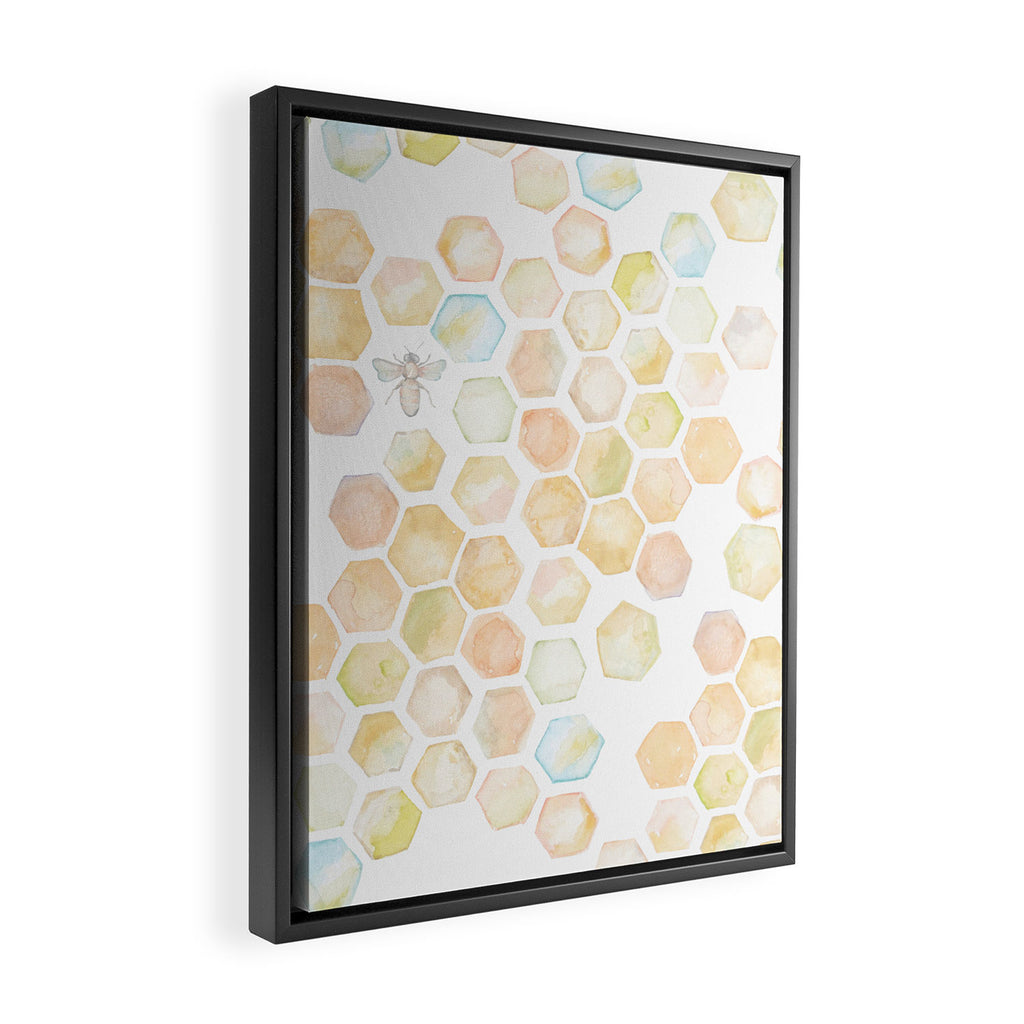 Bee and honeycomb watercolor Framed Canvas Print Gallery Image 2