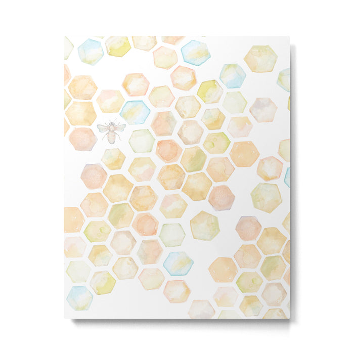 Bee and honeycomb watercolor Metal Print Gallery Image 1