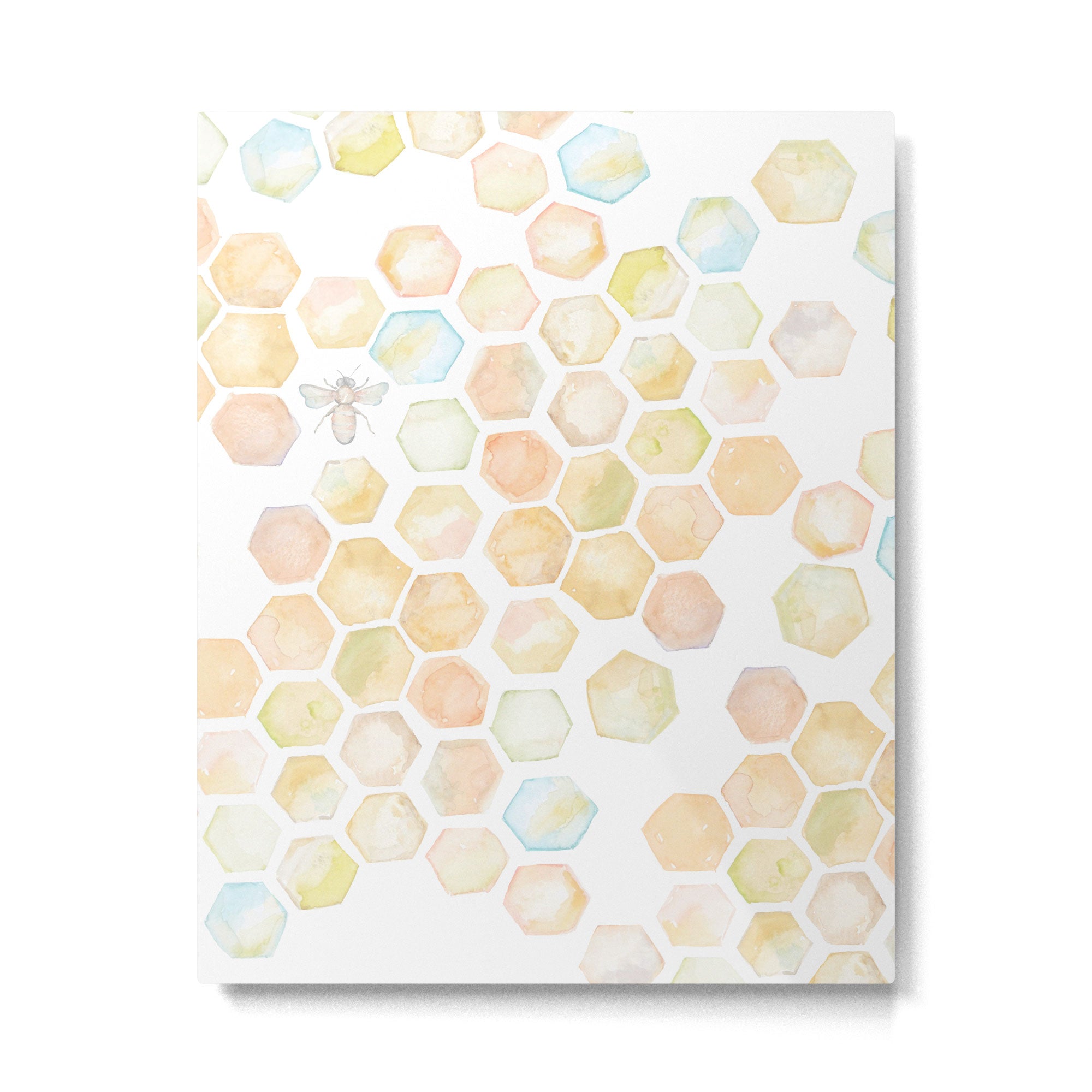 Bee and honeycomb watercolor Metal Print Gallery Image 6