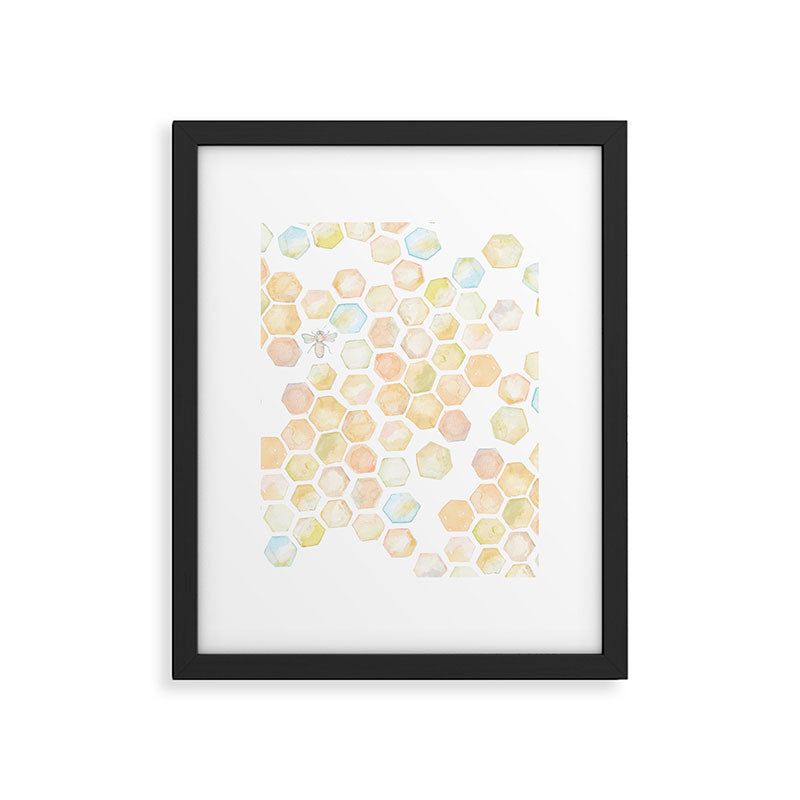 Bee and honeycomb watercolor Framed Art Print Gallery Image 6