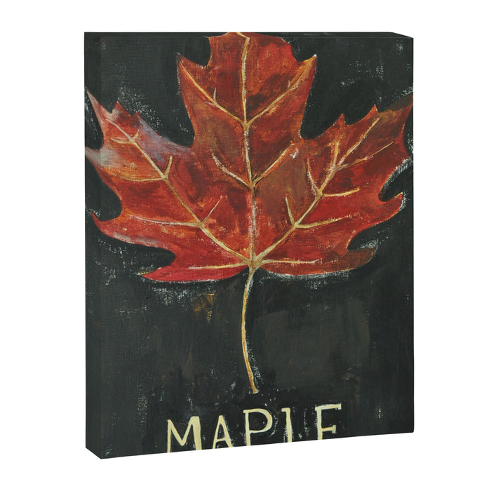 Fall Red Maple Leaf Black Background Canvas Print Gallery Image 1