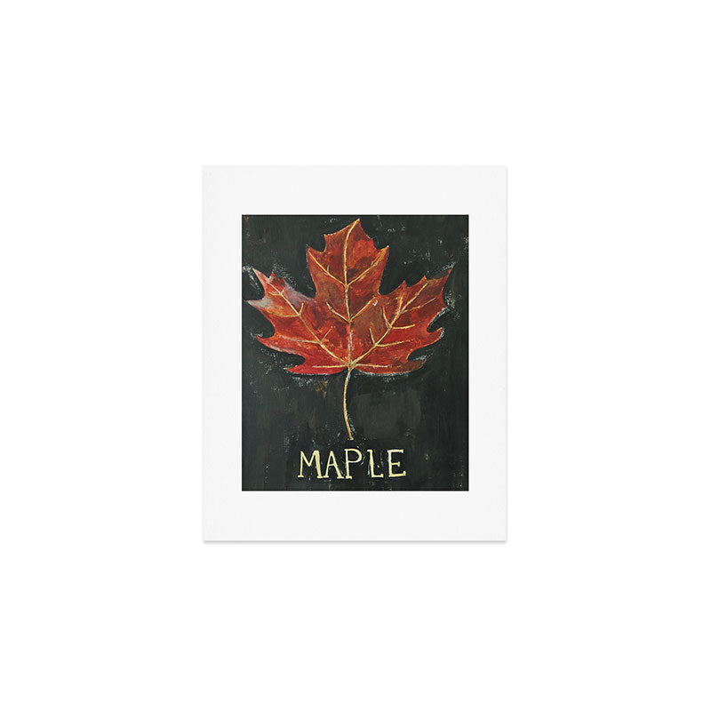 Fall Red Maple Leaf Black Background Art Print Gallery Image 1