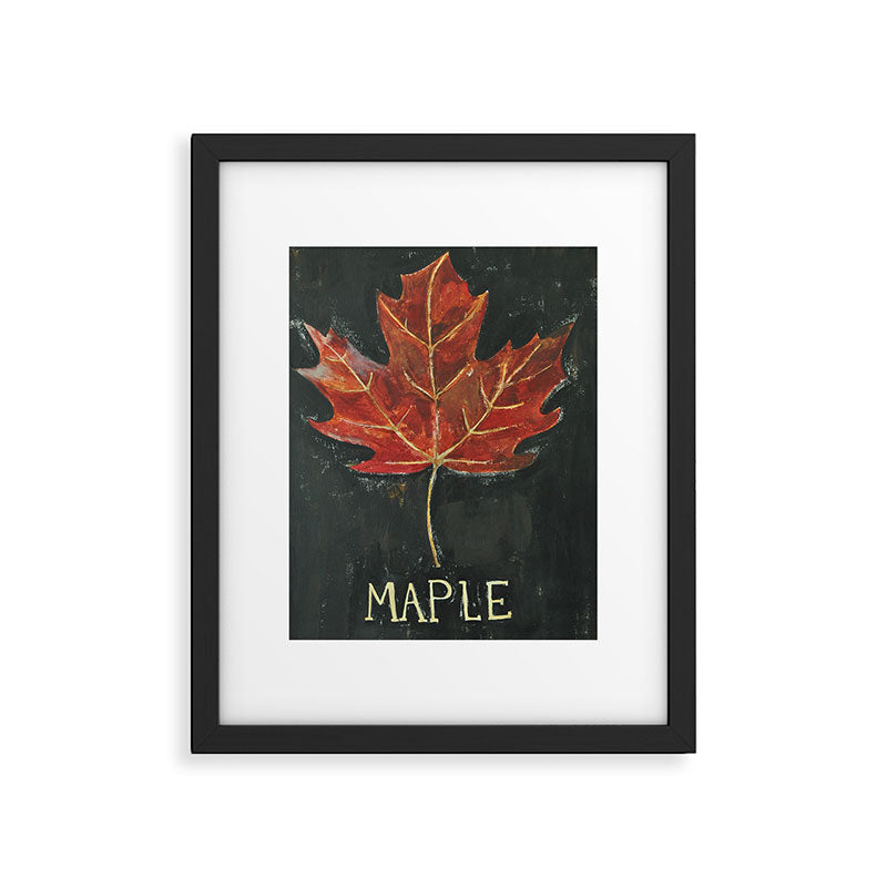 Fall Red Maple Leaf Black Background Framed Art Print Gallery Image 6