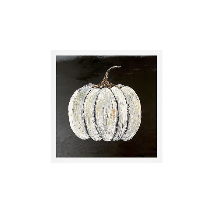 Rustic White Pumpkin on Black Background Art Print Gallery Image 1