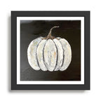 Rustic White Pumpkin on Black Background Framed Art Print Gallery Image 1
