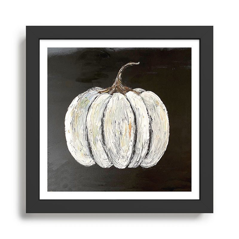 Rustic White Pumpkin on Black Background Framed Art Print Gallery Image 1
