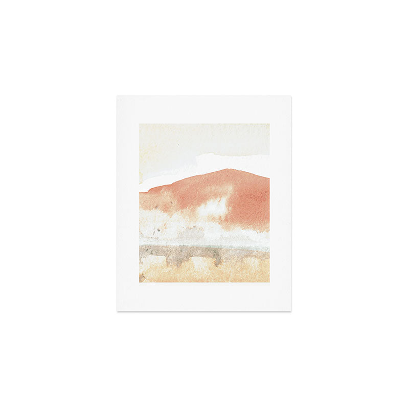 Terra Cotta Hills Abstract Desert Mountain Landsape with Watercolor Art Print Gallery Image 1