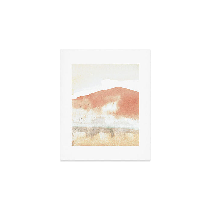 Terra Cotta Hills Abstract Desert Mountain Landsape with Watercolor Art Print Gallery Image 1