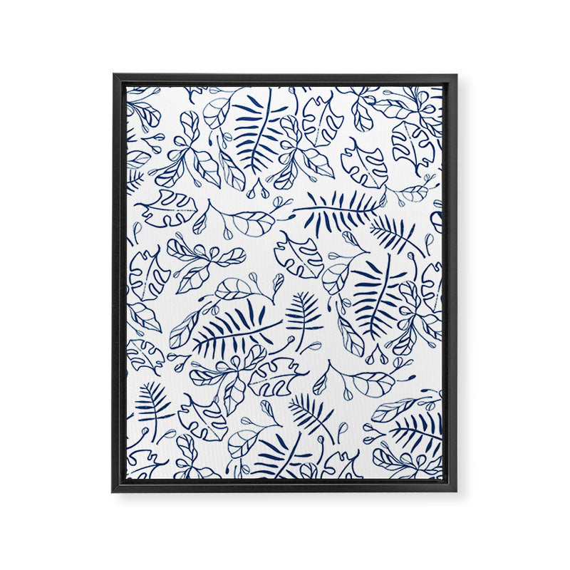 Tropical Plant Boho Chinoiserie Blue and White Framed Canvas Print Gallery Image 8