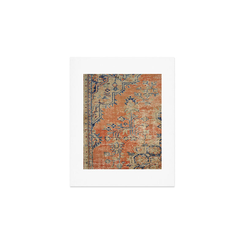 Vintage Woven Navy and Orange Art Print Gallery Image 1