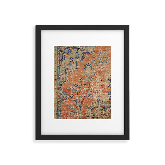 Vintage Woven Navy and Orange Framed Art Print Gallery Image 1