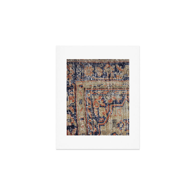 Vintage Woven Navy Blue and Tan Kilim  Art Print Gallery Image 1