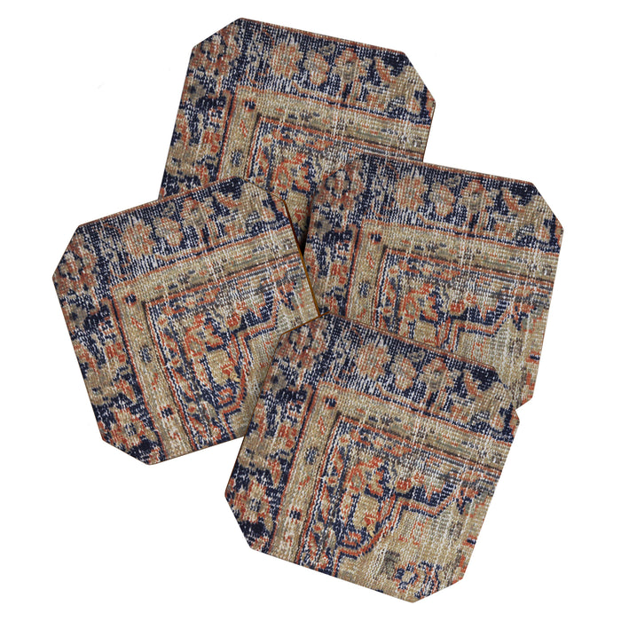 Vintage Woven Navy Blue and Tan Kilim  Coaster Gallery Image 1