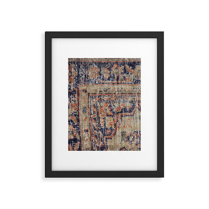Vintage Woven Navy Blue and Tan Kilim  Framed Art Print Gallery Image 6