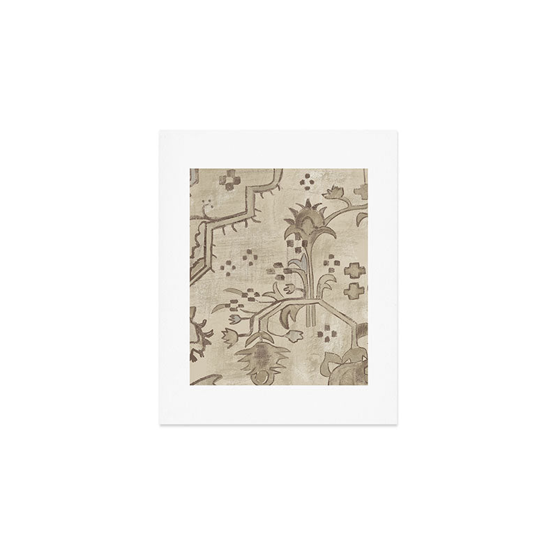 Vintage Woven Neutral Beige and Umber Art Print Gallery Image 1