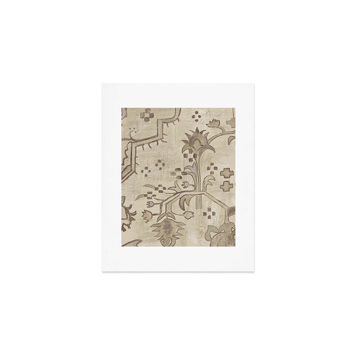 Vintage Woven Neutral Beige and Umber Art Print Gallery Image 1